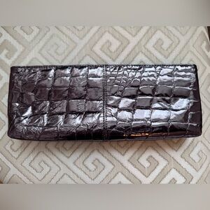 Ted Rossi Dark Brown Croc-Embossed Clutch